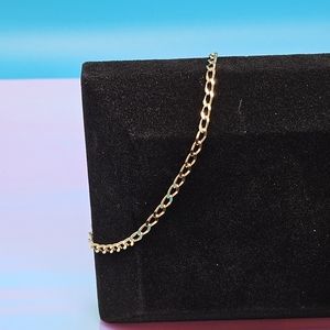 14k gold double curb link flat bracelet, like new, 7-1/8 inch unisex